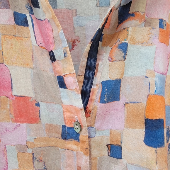 Nic+Zoe 100% cotton Abstract Print Button Front colorful Tunic Top Medium - Picture 4 of 10